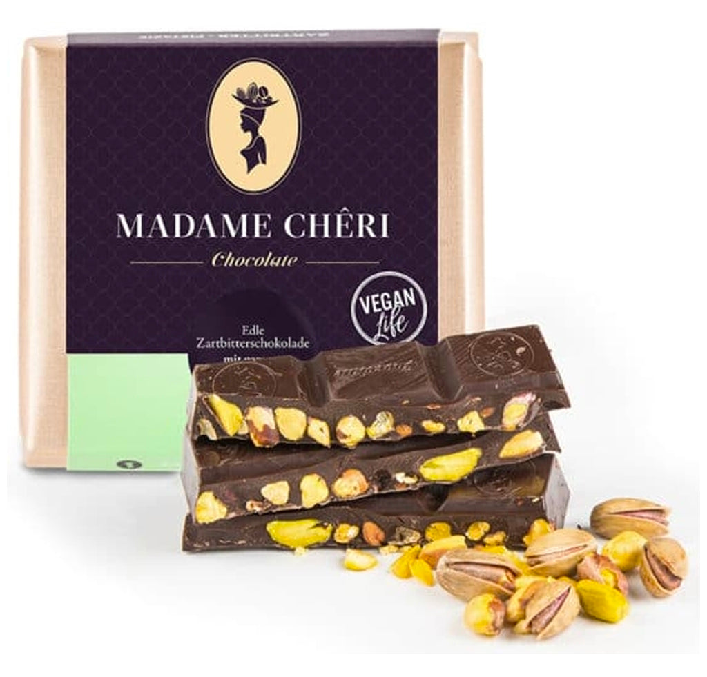 Madame Chêri Bittere Schokolade mit Pistazien (Vegan)