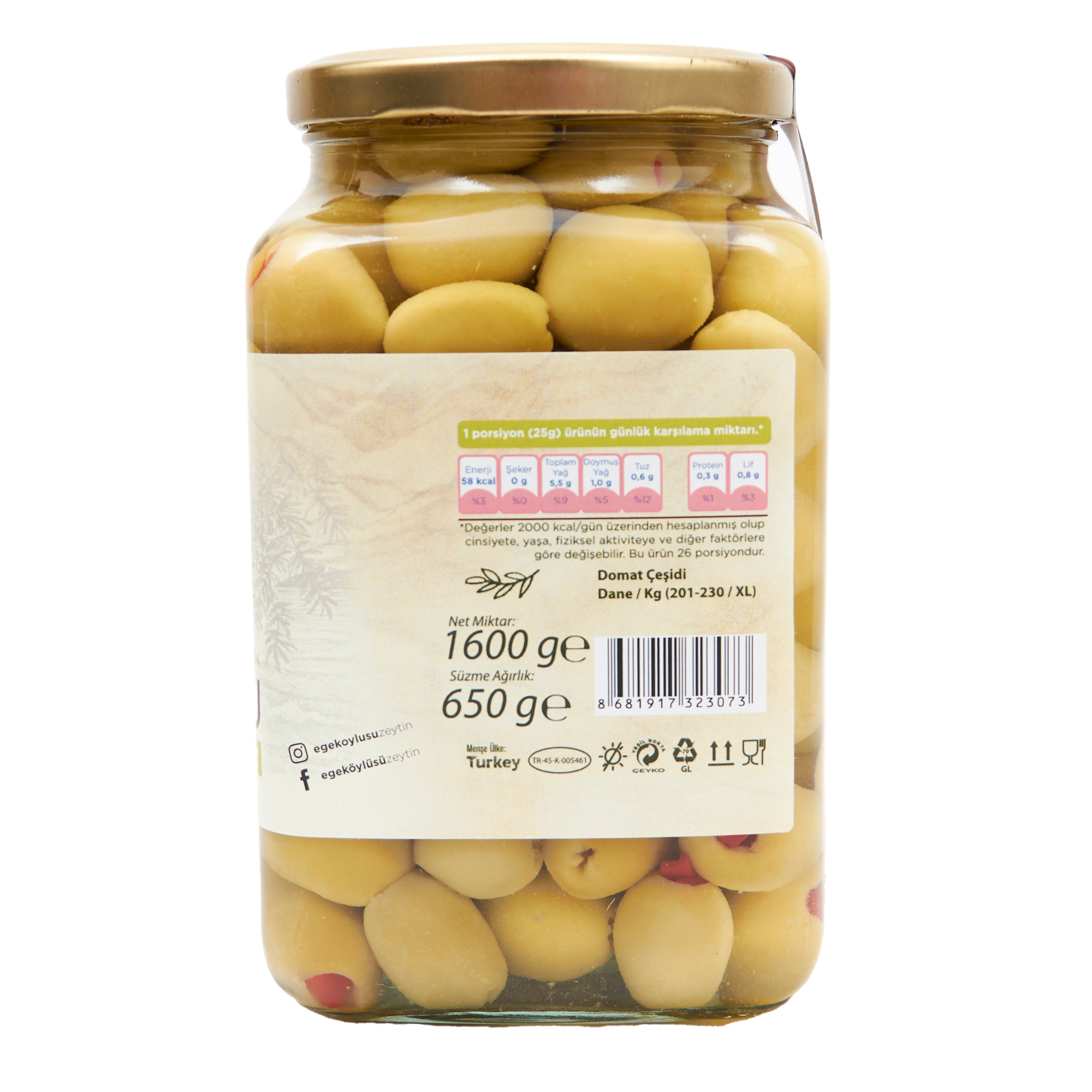 Biber Dolgulu Yeşil Zeytin