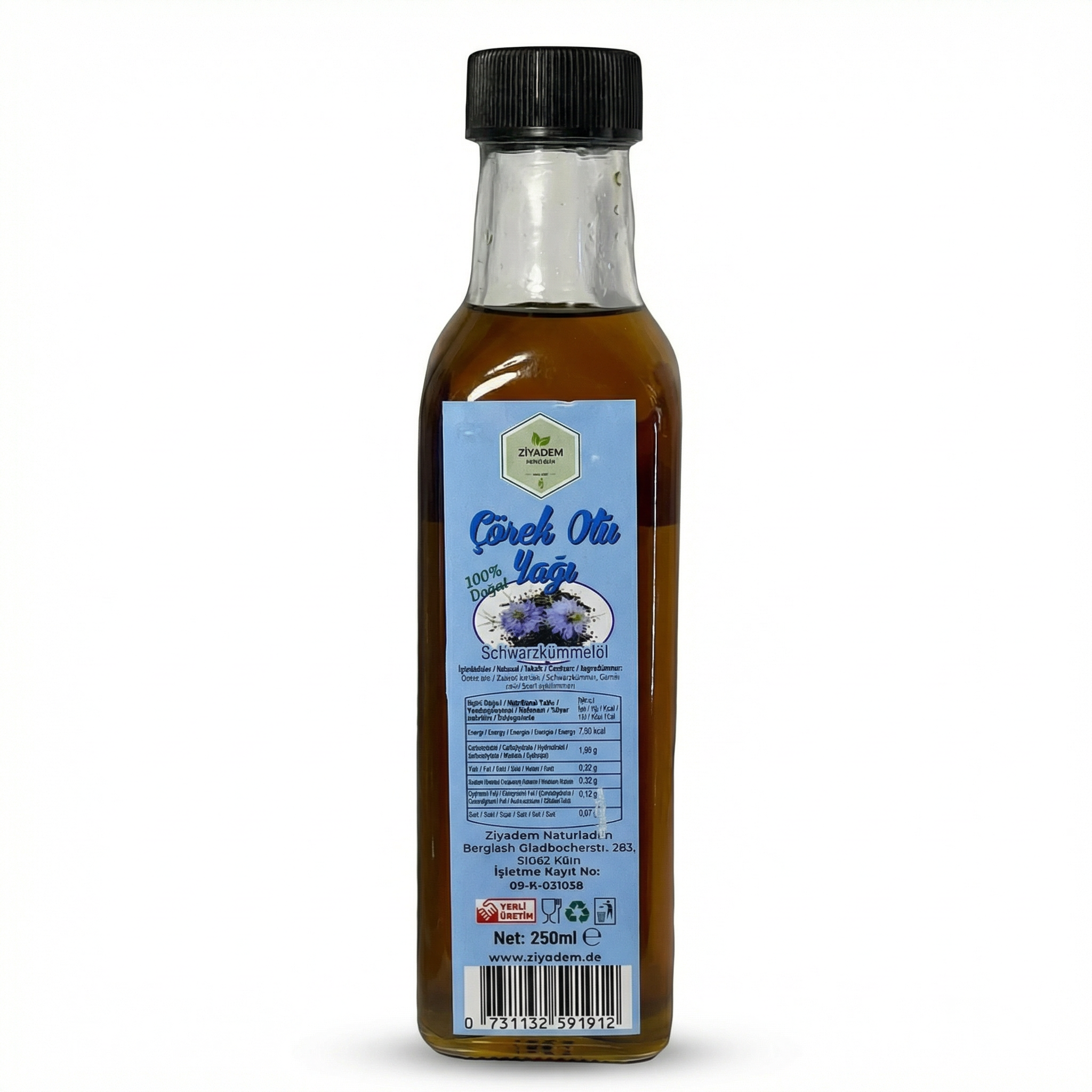 Ziyadem %100 Doğal Çörek Otu Yağı – Saf Schwarzkümmelöl 250 ml